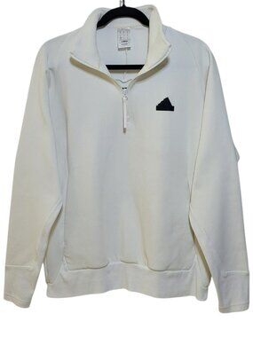 Adidas ZNE Woven Quarter Zip Sweatshirt White Pullover Medium Minimalist